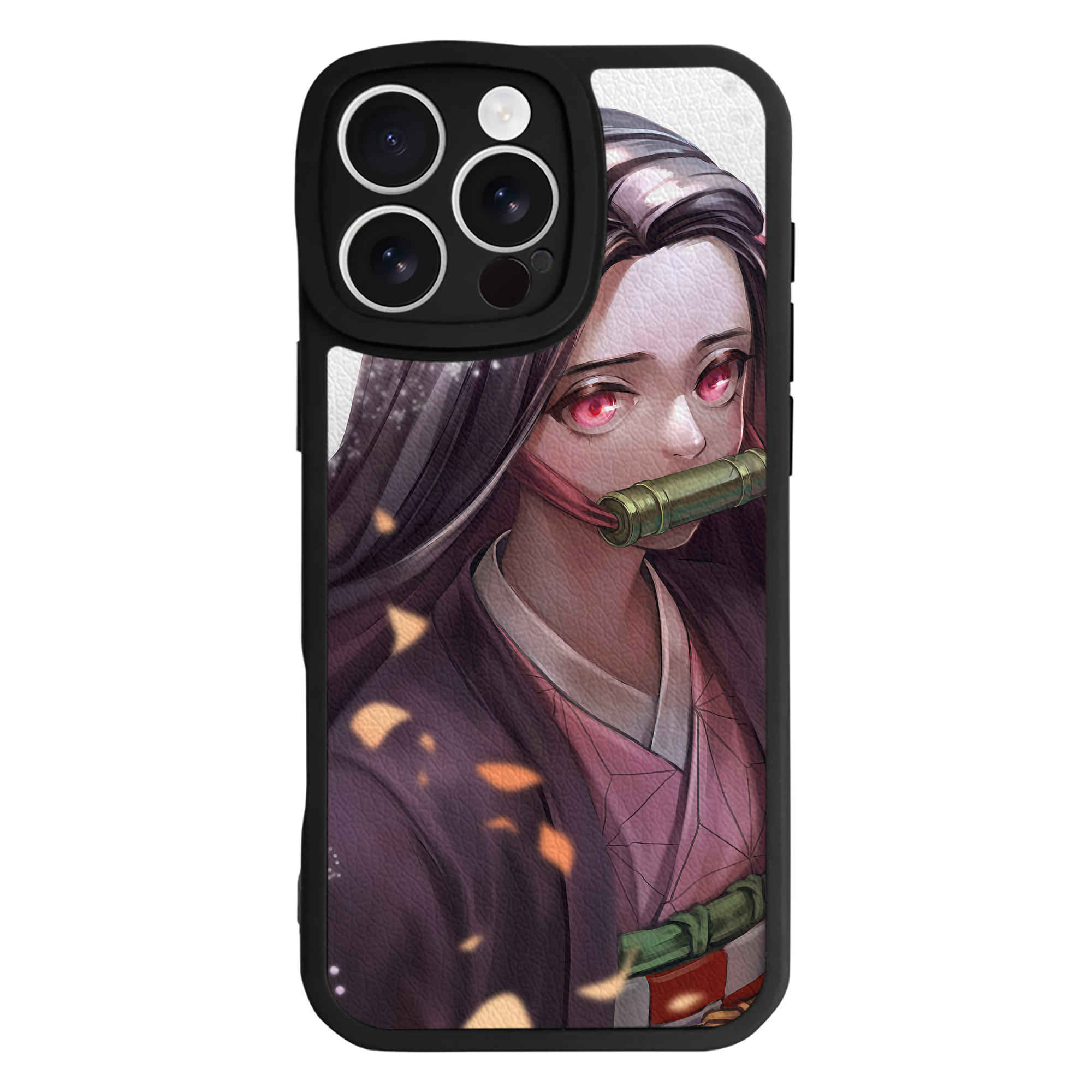 （画像用） 鬼滅の刃（きめつのやいば）竈門 禰󠄀豆子／かまど ねずこ Kamado Nezuko 【iPhone 16シリーズ対応】シリコンスマホケース（レザー調） 材質：シリコン